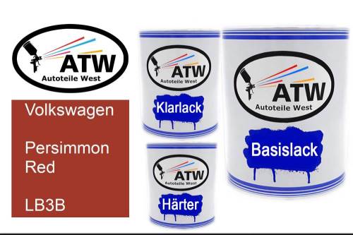 Volkswagen, Persimmon Red, LB3B: 1L Lackdose + 1L Klarlack + 500ml Härter - Set, von ATW Autoteile West.